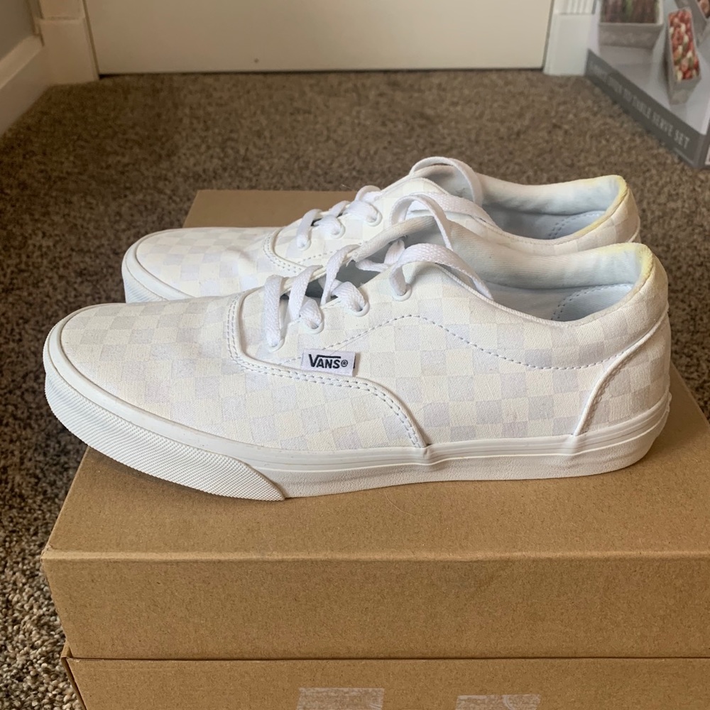 White checkered Vans